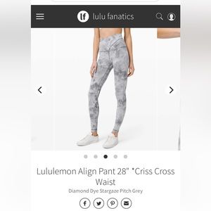 Lululemon Align Pant 28" *Criss Cross Waist
Diamond Dye Stargaze Pitch Grey